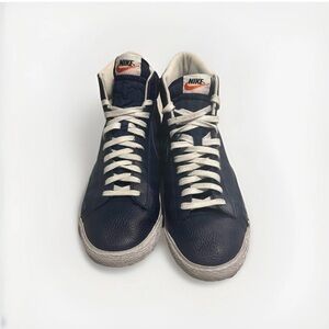 Nike Men's Blazer High Top Leather Sneakers Size 13 White and Navy​ Shoes​​
